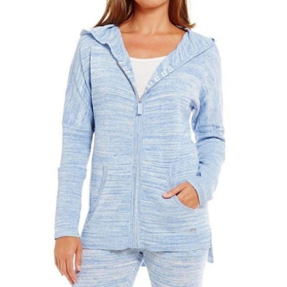 UGG Willa Blue Night Sky Knit Full Zip Hooded Cardigan Sweater